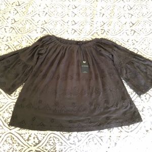 Lucky brand off the shoulder (or not) eyelet top